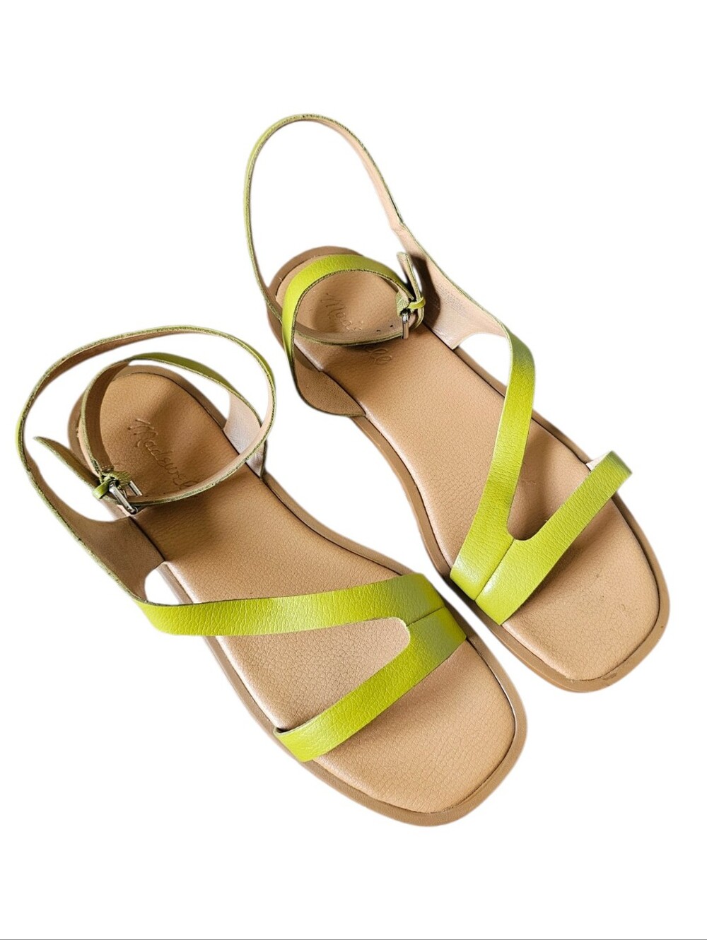 Madewell Lime Green Two-Strap Ankle Buckle Sandals Size 9